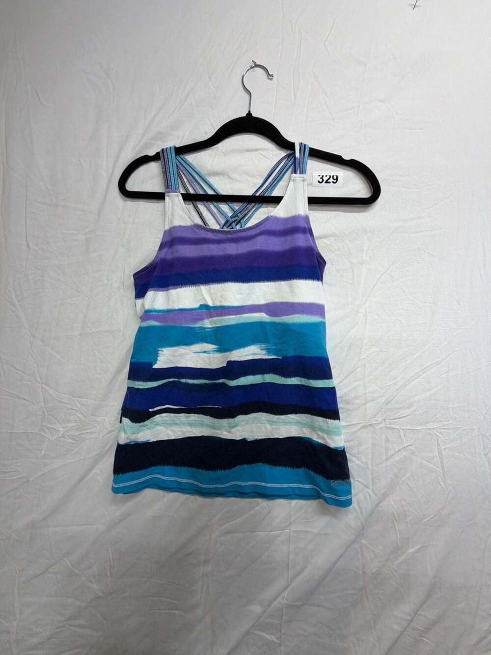 Calvin Klein Performance Women's Purple Blue Striped Activewear Tank Top Size L